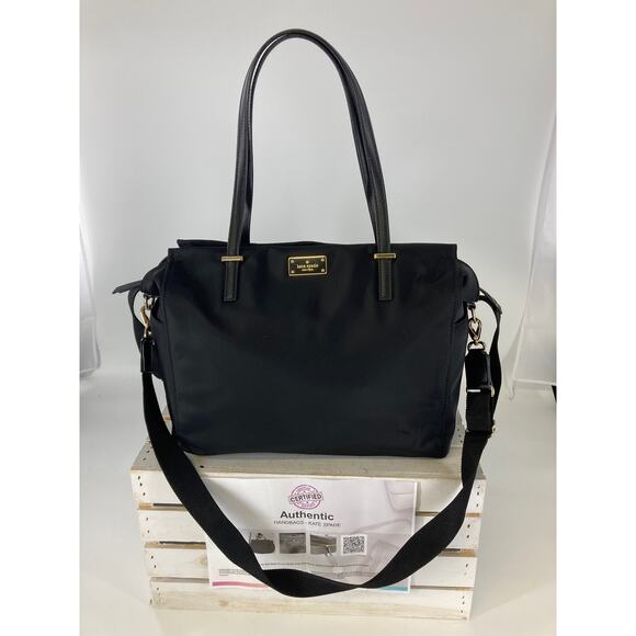 KATE SPADE, LARGE BLACK NYLON DUFFLE BAG/ DIAPER BAG - Picture 1 of 14